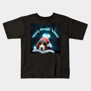 Christmas Cute Beagle in Xmas Hat Kids T-Shirt